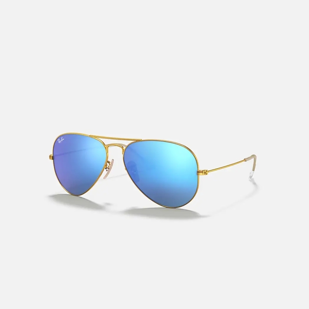 Ray-Ban Gold Aviator Sunglasses with Blue Lenses RB3825